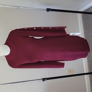 NWT Nina Leonard super-comfy sweater dress. Burgundy/wine. Size Large.